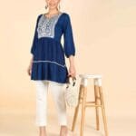 Blue Cotton Kurti Top