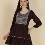 Brown Cotton Kurti Top