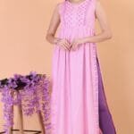 Embroidered Full Length Cotton Women’s Kurti Pink