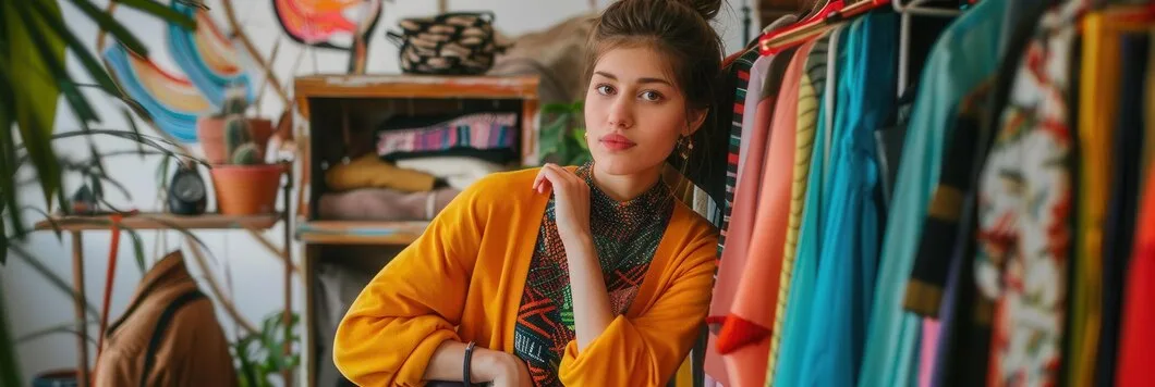 young-woman-bright-orange-sweater-stands-near-clothes-rack-filled-with-colorful-garments-she-is-looking-camera-with-thoughtful-expression-generative-ai_262708-42663