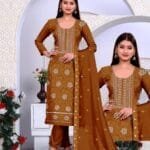 Fellora Unstitched dress material Suit Georgette Fabric STAR GOLD