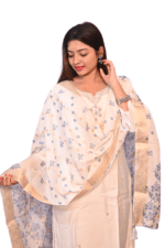 FELLORA Women's Cotton Rayon Embroidered Kurta Set with Banarasi Dupatta, Digital Print, Hand Work, Three Quarter Sleeve, Traditional Ethnic Wear, 3 Piece - Image 6